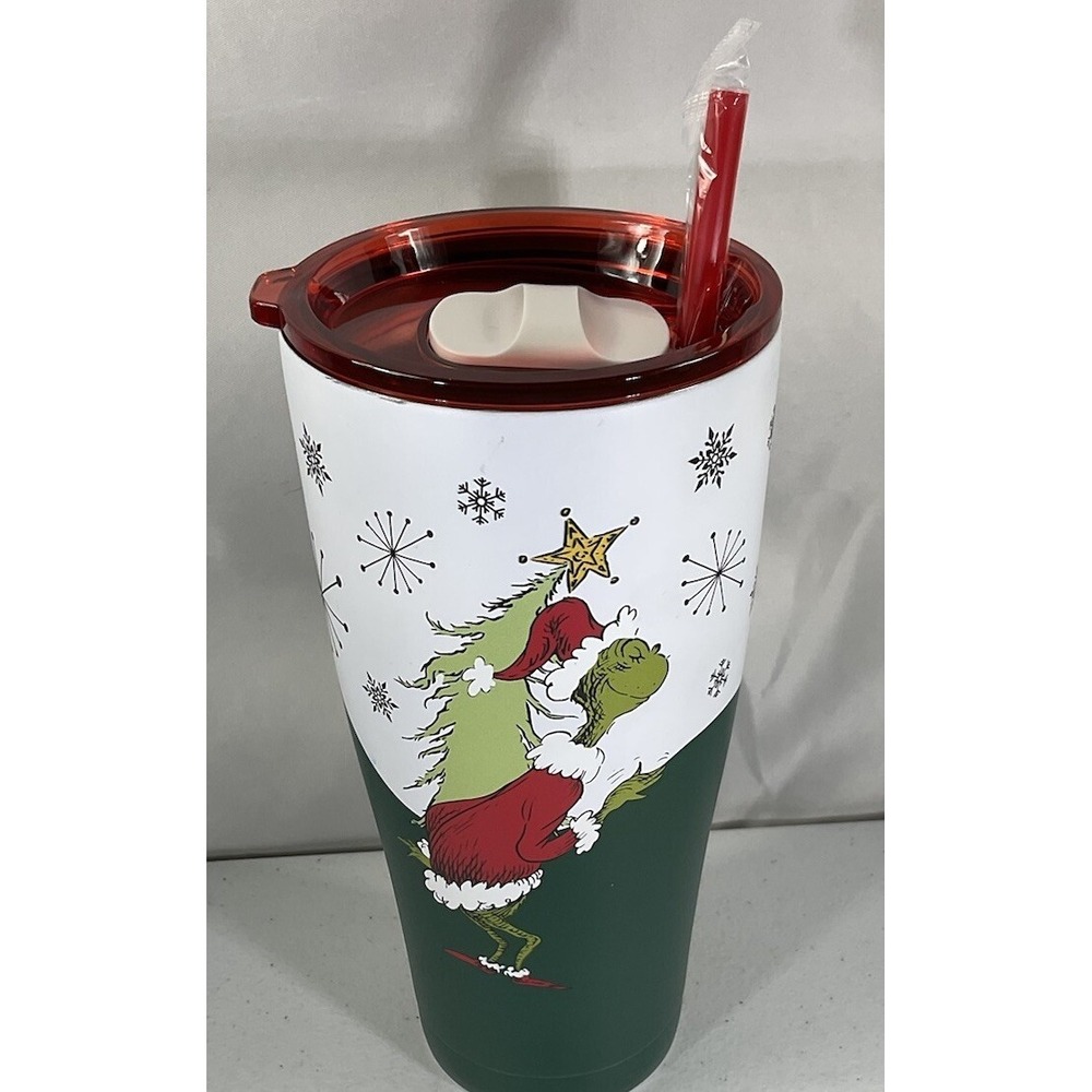 Dr. Seuss The Grinch Who Stole Christmas Drinking Stainless Tumbler With Straw